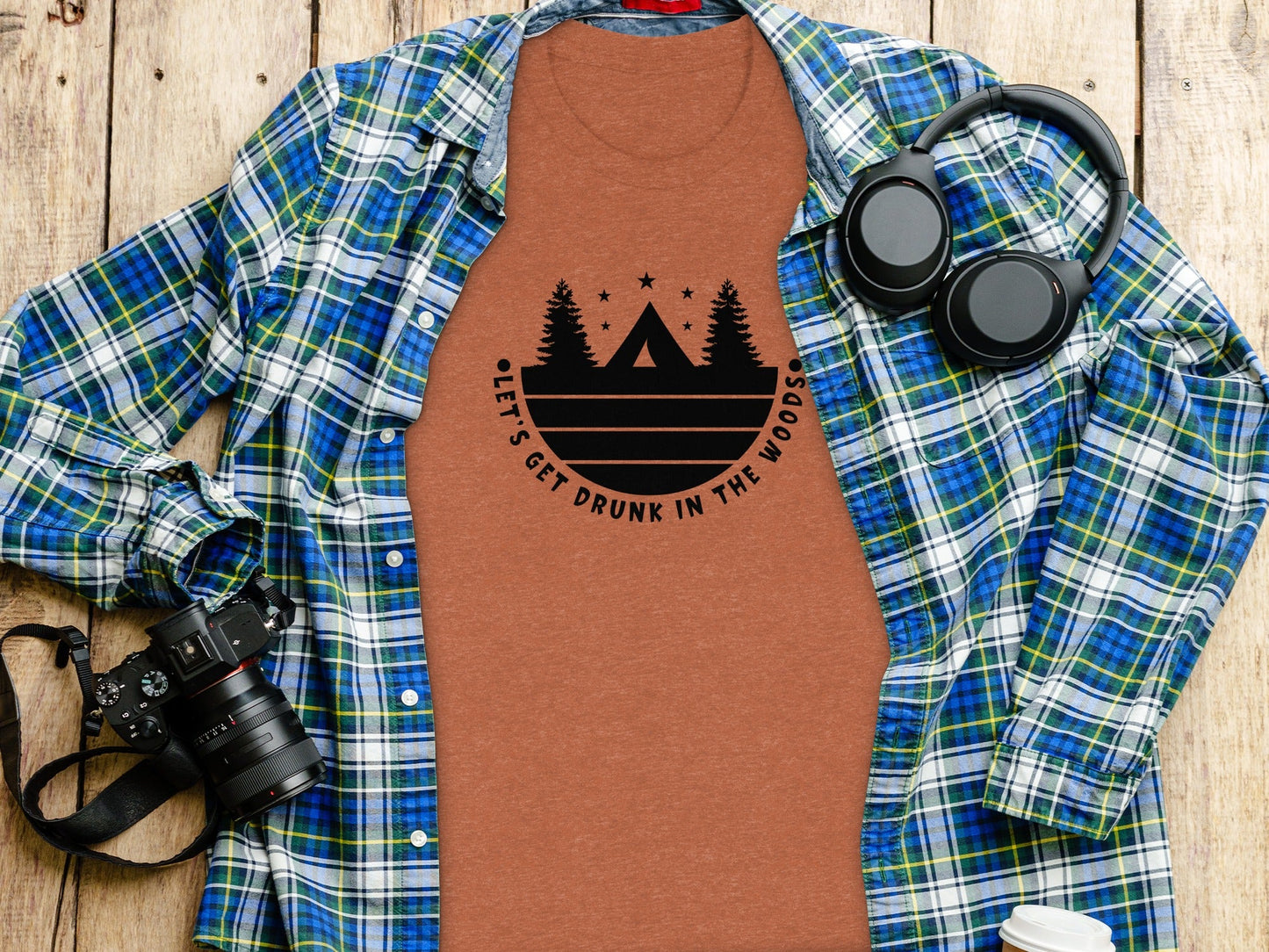 Let's Get Drunk In The Woods Camping Adventure T-Shirt