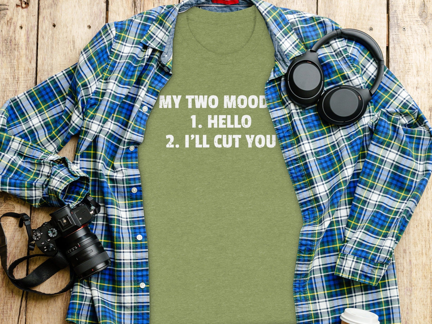 My Two Moods Hello I Will Cut You Graphic Funny T-Shirt