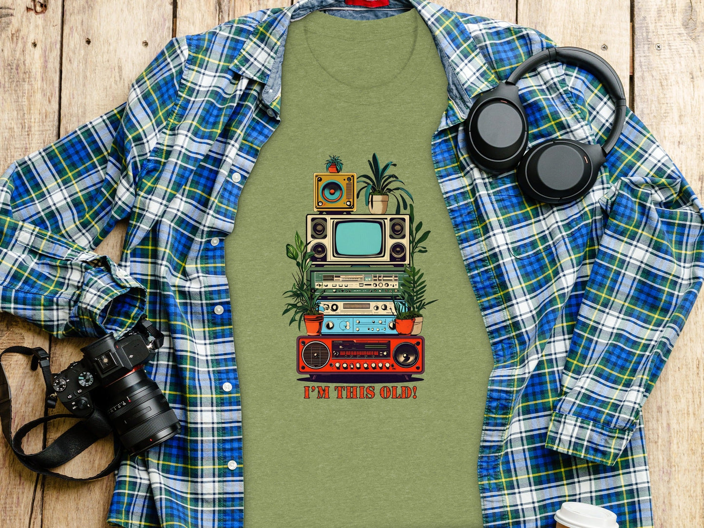 I'm This Old Electronics Tower With Plants Graphic T-Shirt