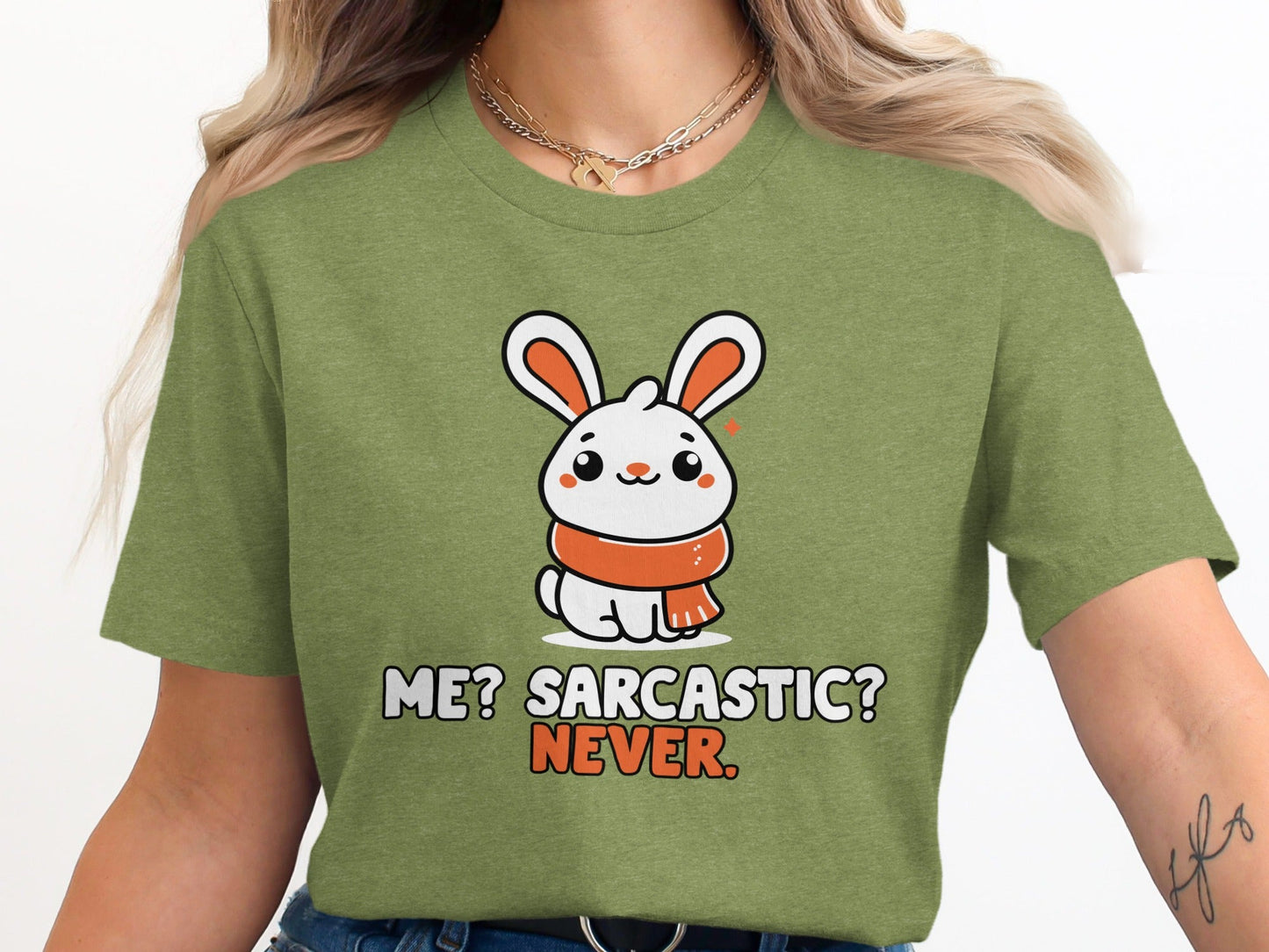 Sarcastic Bunny With Scarf Rabbit Cute Animal T-Shirt