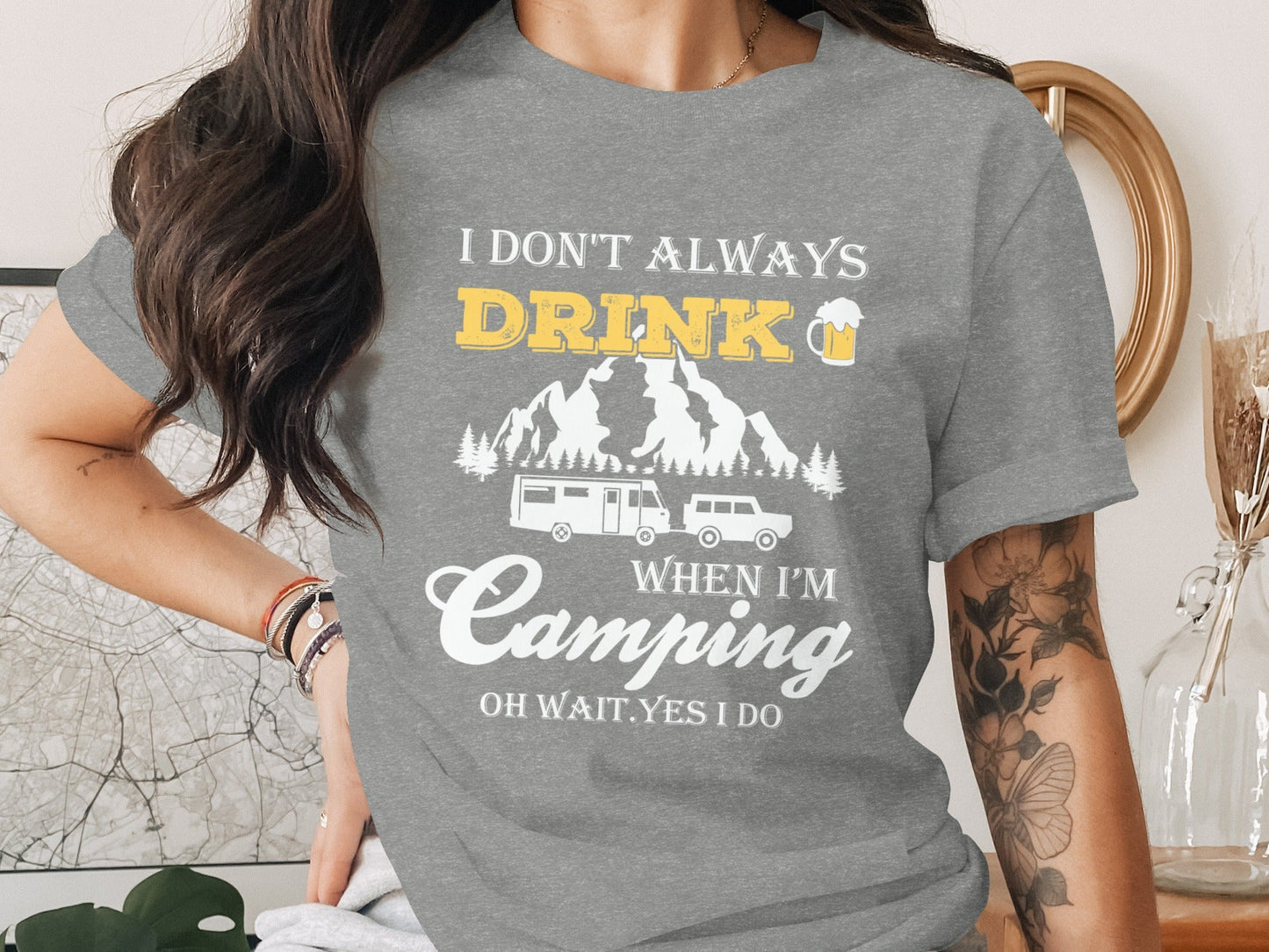 Camping Trip Funny Drinking Quote Graphic Adventure T-Shirt