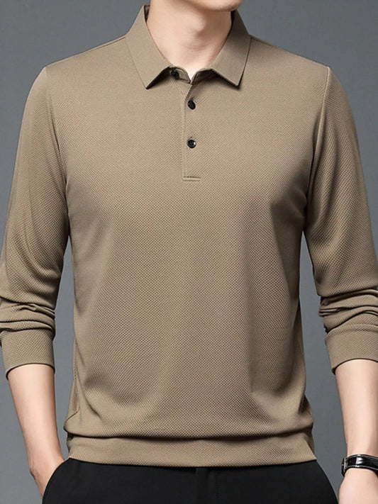 Men's Plus Size Classic Fit Long Sleeve Polo