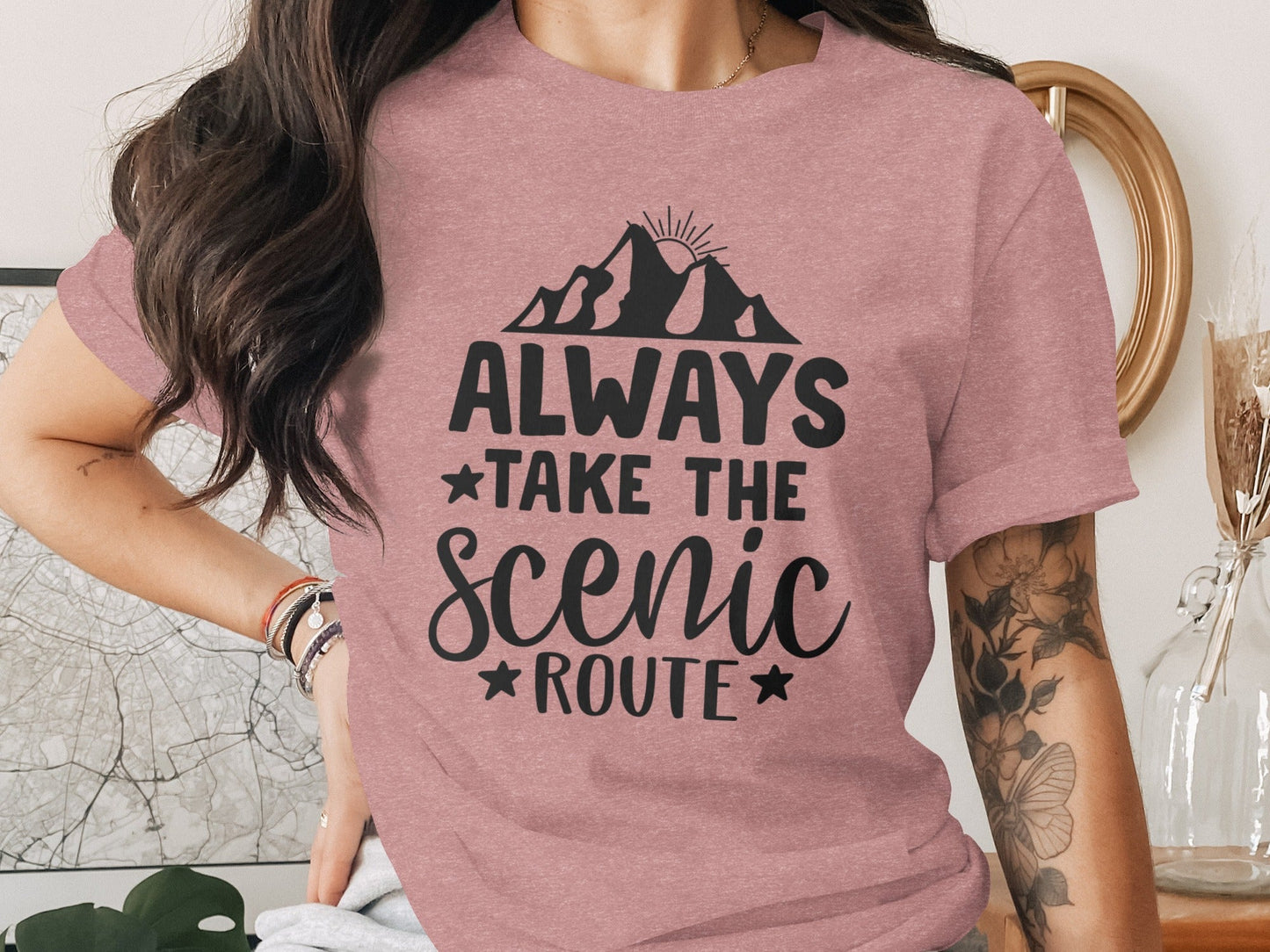 Always Take The Scenic Route With Mountains T-Shirt