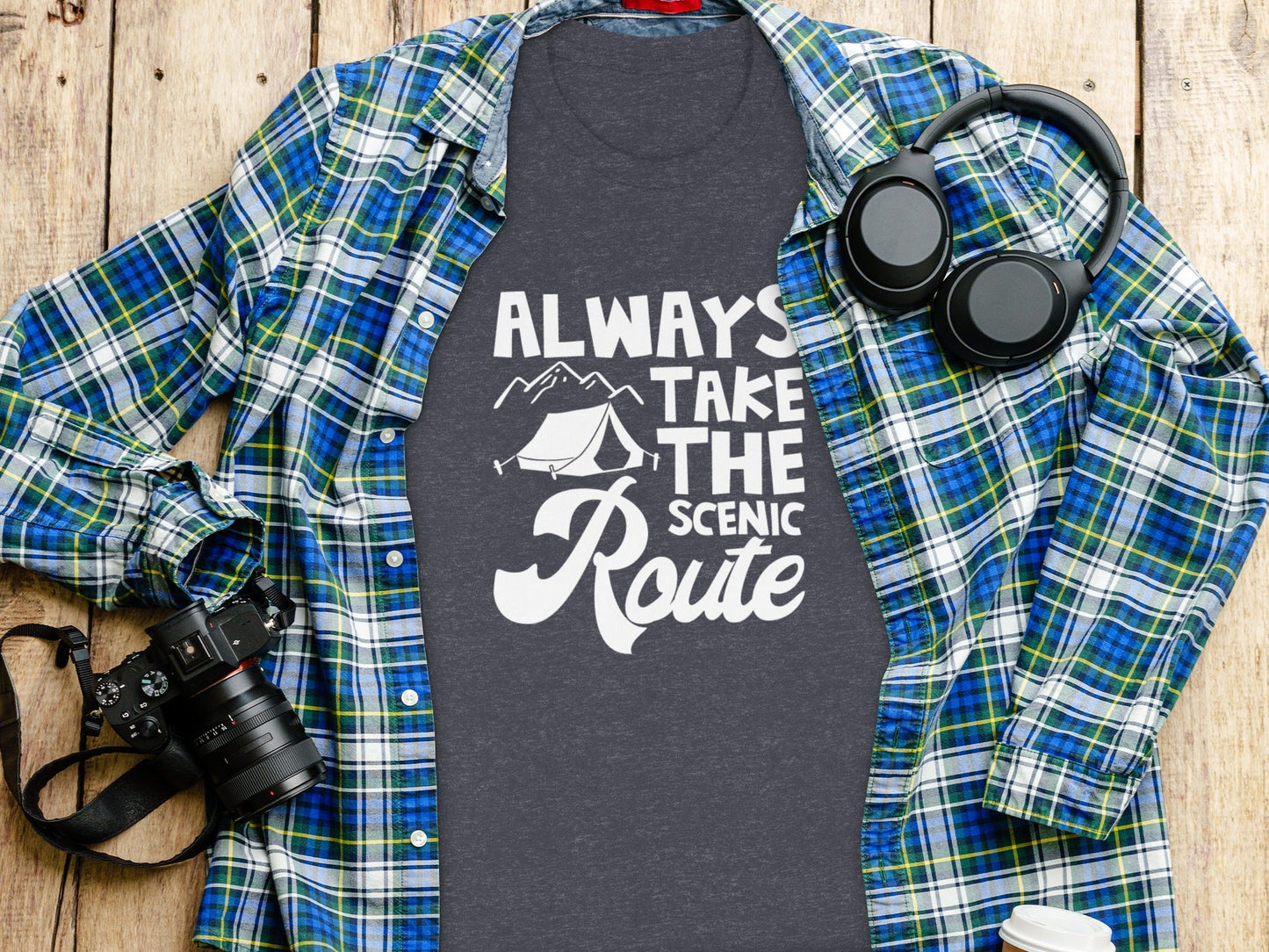 Always Take The Scenic Route Outdoors Camping Design T-Shirt