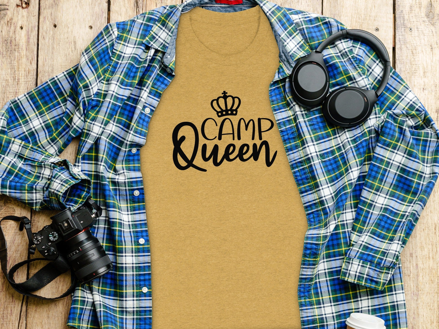 Camp Queen With Crown Graphic Camping Trip Fun T-Shirt