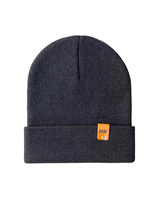 HAAKWEAR Traditional Charcoal Black Beanie | Classic Cuffed Knit Hat | Made in USA