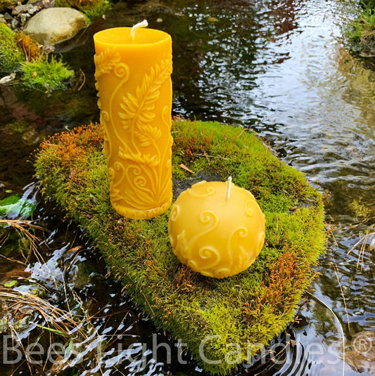 Fern Beeswax Candle Set Sphere & Pillar