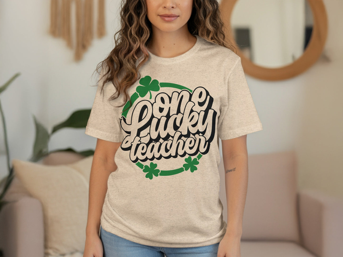 One Lucky Teacher Design With Shamrocks For Teachers T-Shirt