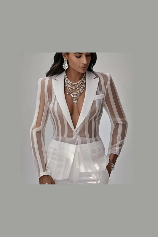 Blazer Coat 2025 American Style Women's Perspective Striped Suit