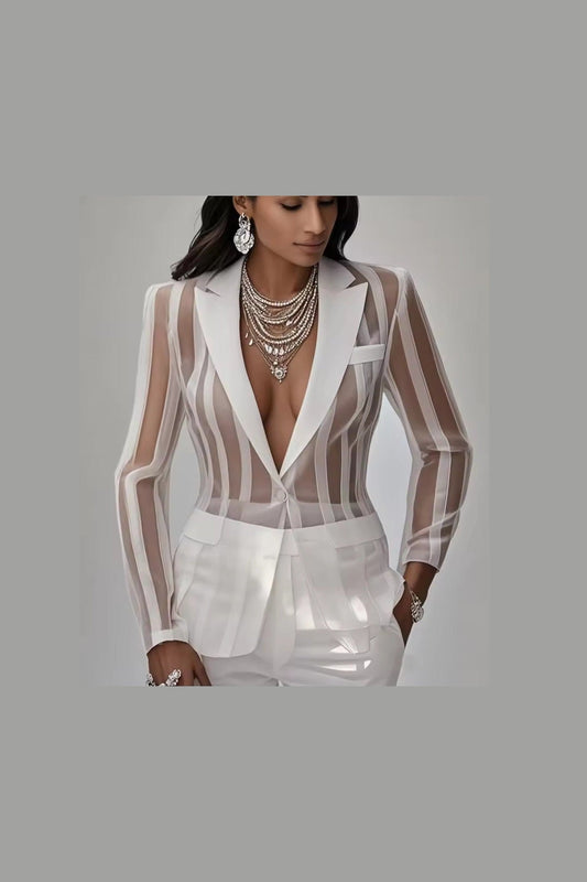 Blazer Coat 2025 American Style Women's Perspective Striped Suit