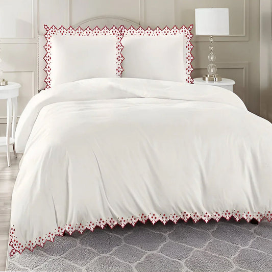 Elegant Flower Embroidered Duvet Cover Set