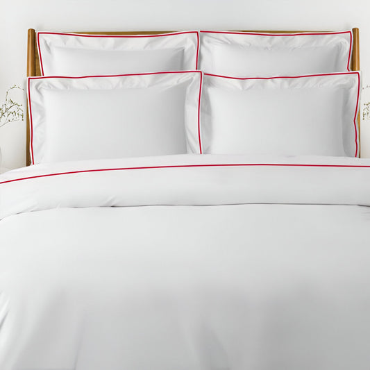 400TC Embroidery Cotton Sateen Solid Duvet Cover Set