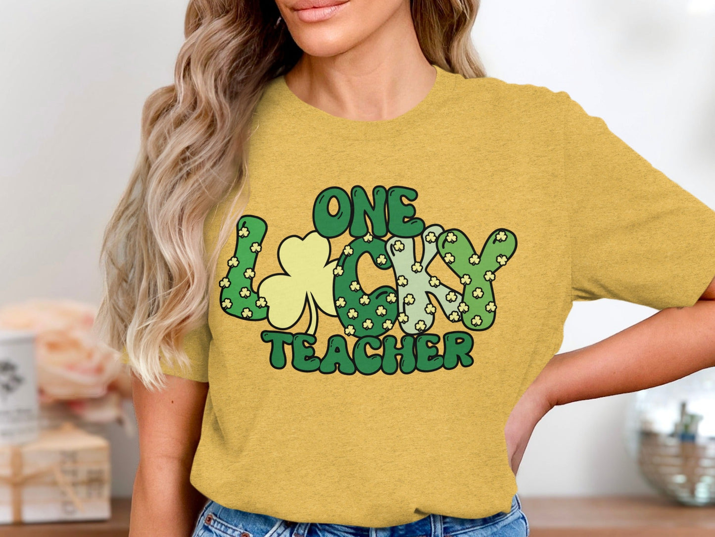 One Lucky Teacher Saint Patricks Day Cute Graphic T-Shirt