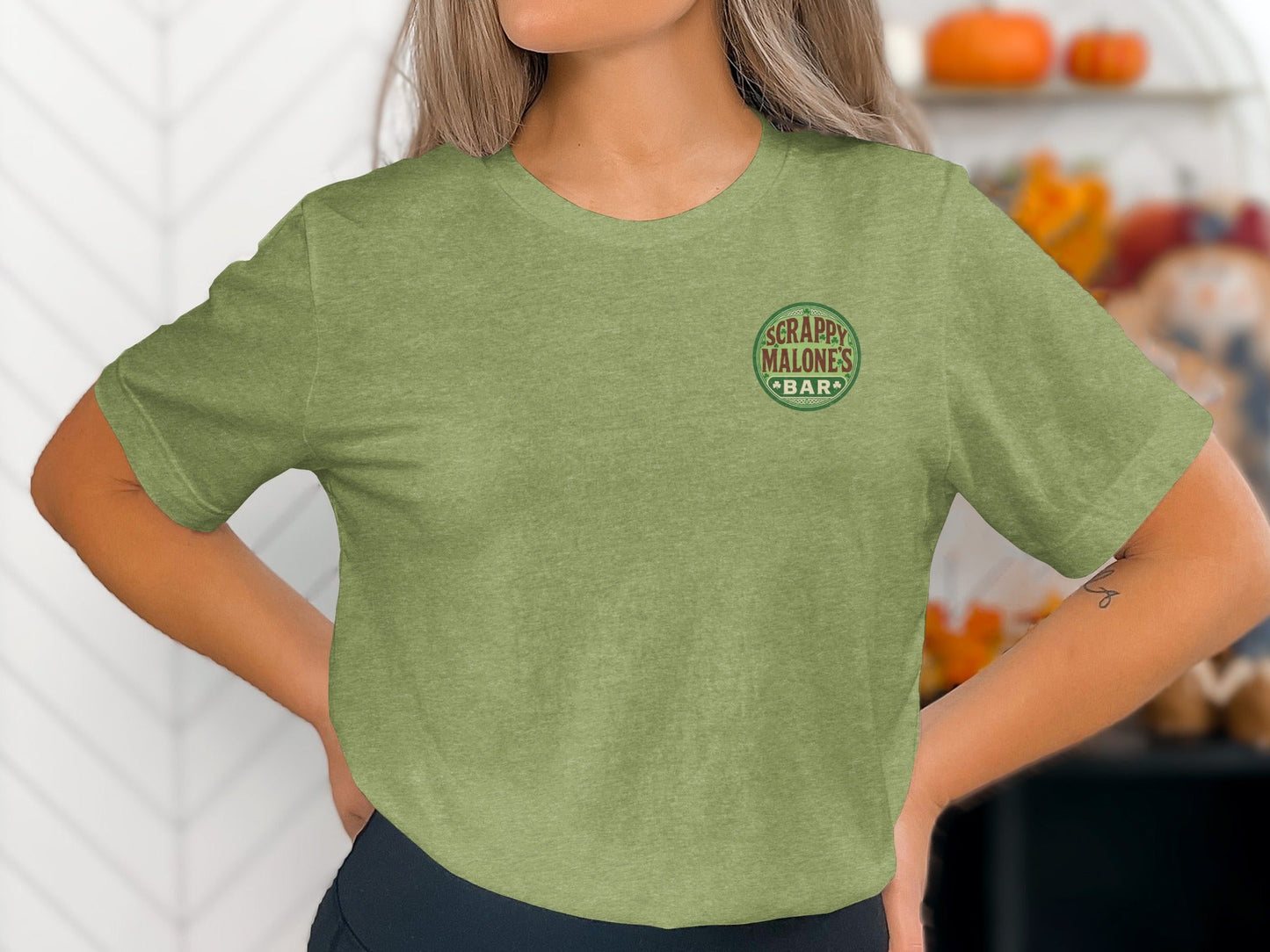 Scrappy Malone's Bar, Irish Pub, Shamrock, Round, Green, Vintage