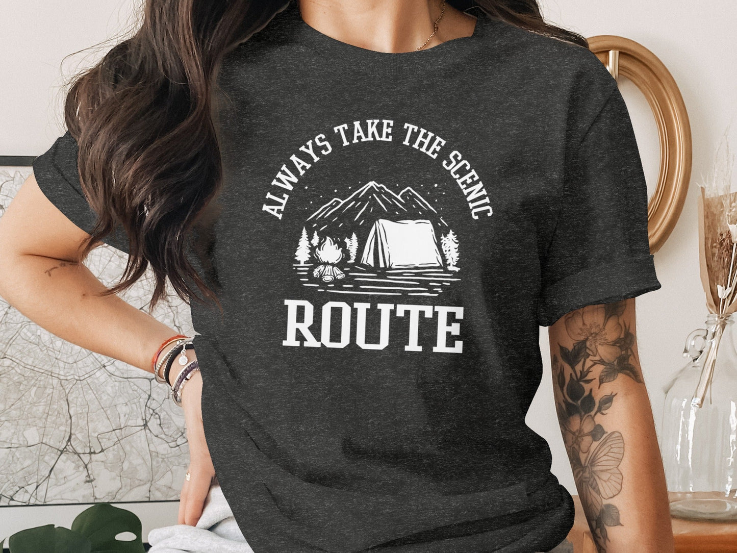 Always Take The Scenic Route Camping Adventure T-Shirt
