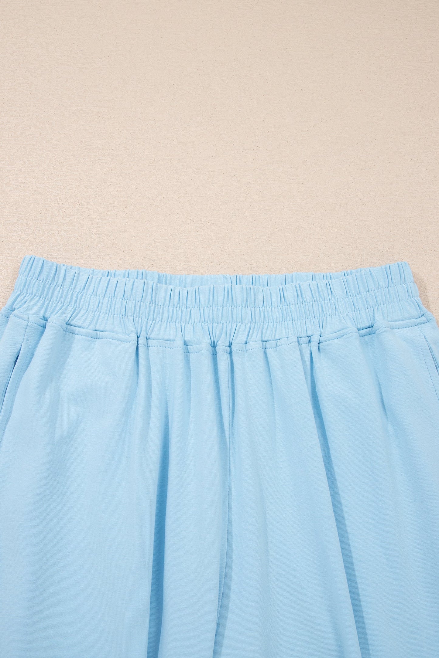 Beau Blue Solid Color Cropped Tank Top and Jogger Pants Set