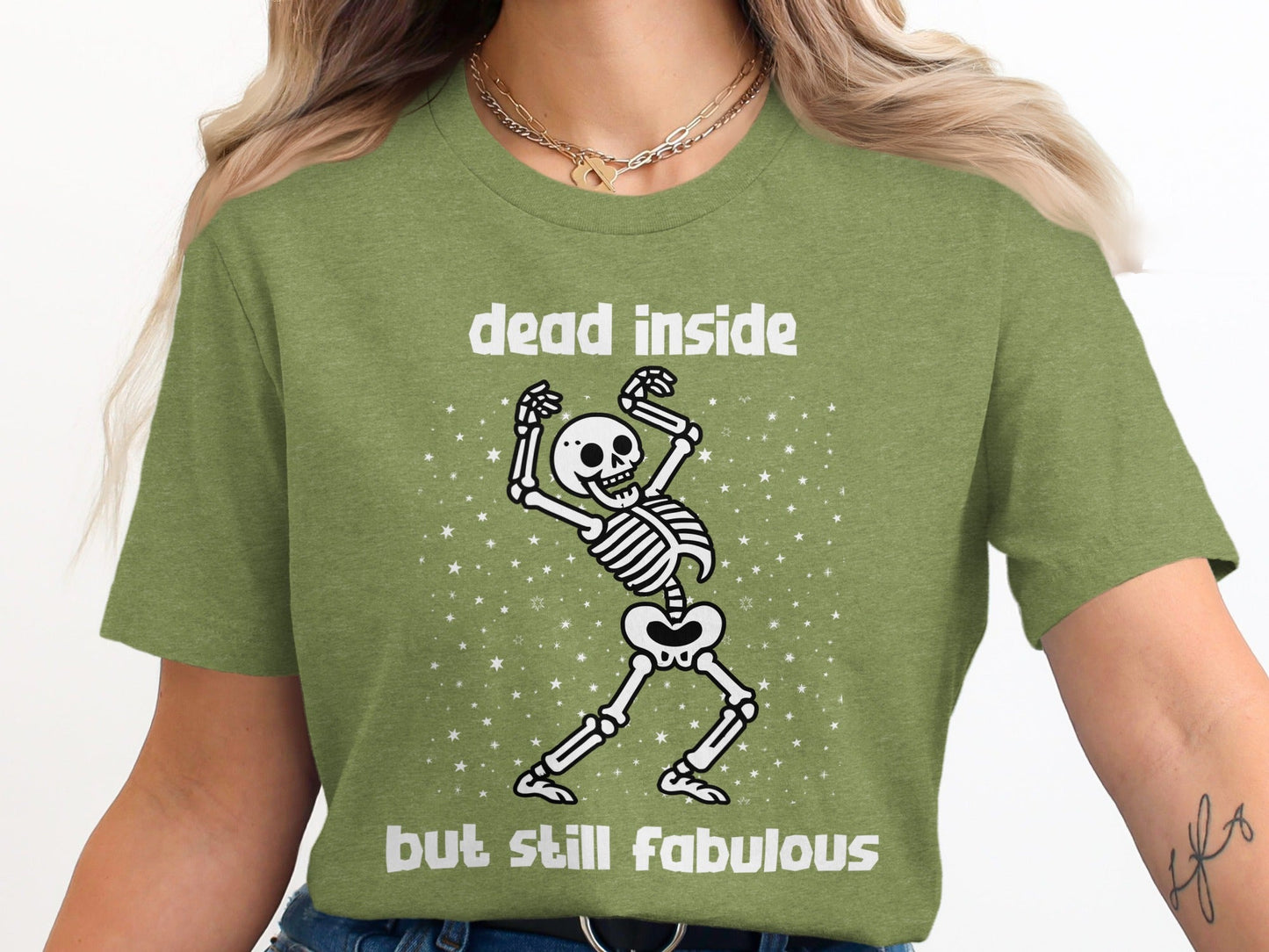 Dead Inside But Still Fabulous Skeleton Graphic T-Shirt