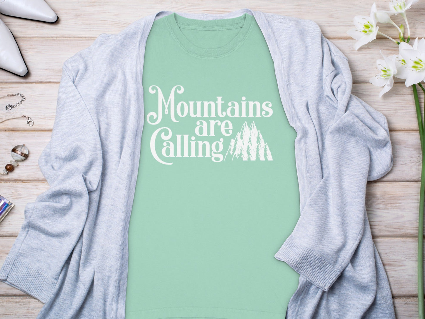 Mountains Are Calling With Mountain Peaks Art Long Sleeve T-Shirt