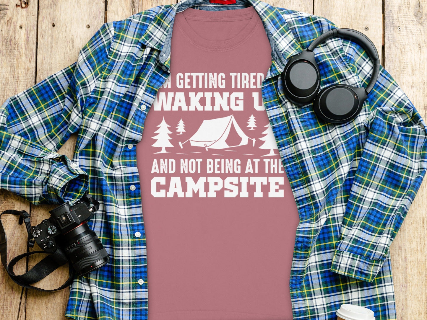Tired Of Waking Up Campsite Camping Trees Tent Long Sleeve T-Shirt