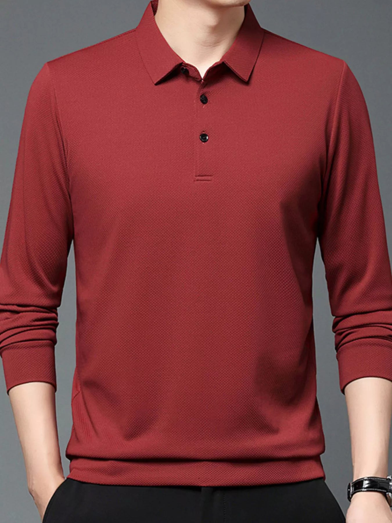 Men's Plus Size Classic Fit Long Sleeve Polo