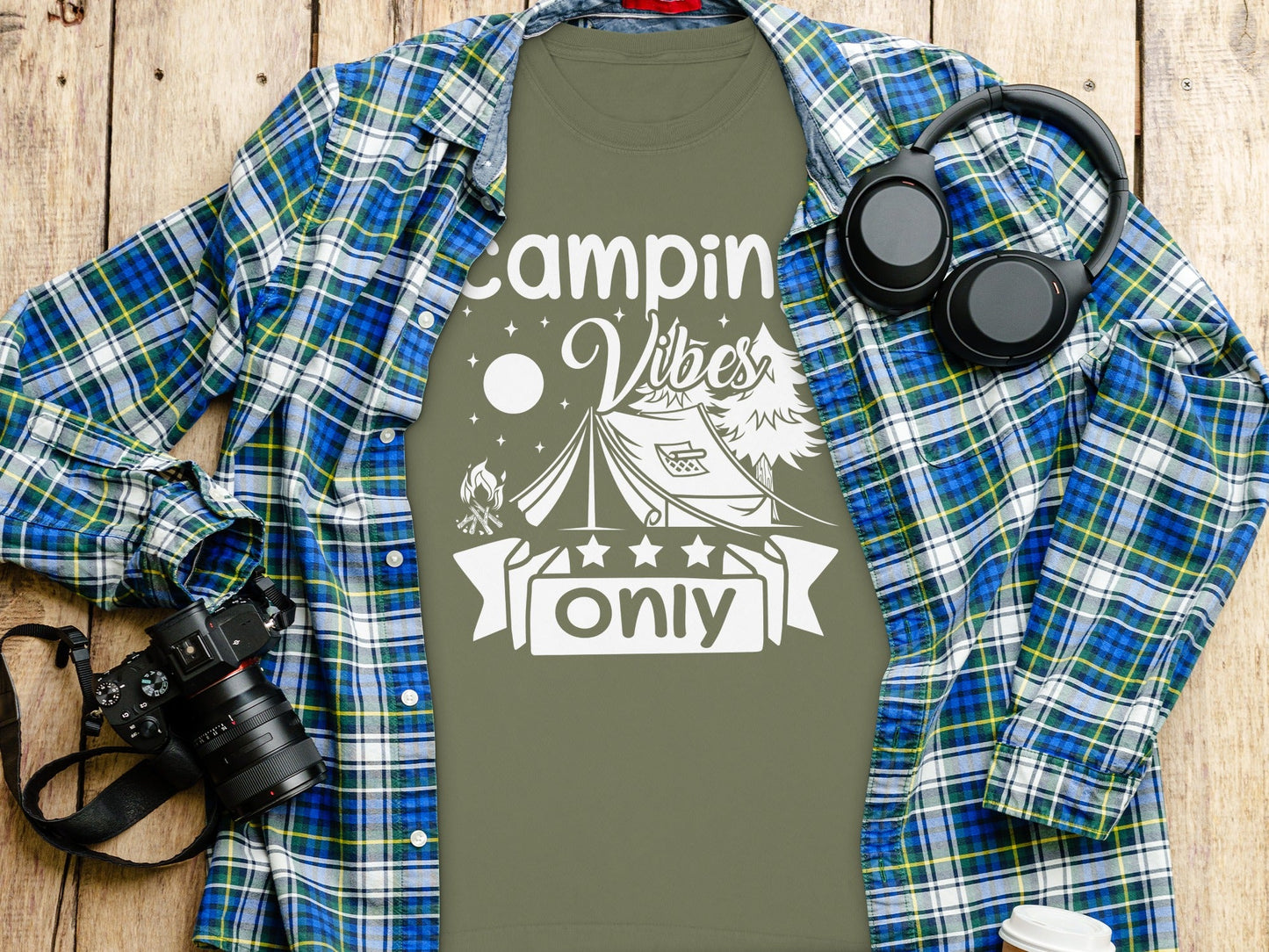 Camping Vibes Stars Only With Tent Graphic Long Sleeve T-Shirt