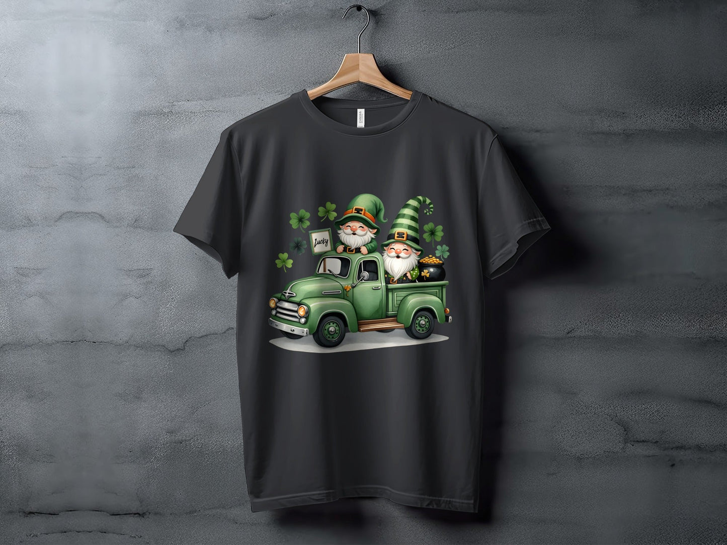 St Patricks Day T-Shirts, Lucky Gnomes, Green Truck, Four Leaf Clover, Irish, Leprechaun, Holiday, Festive, Cute