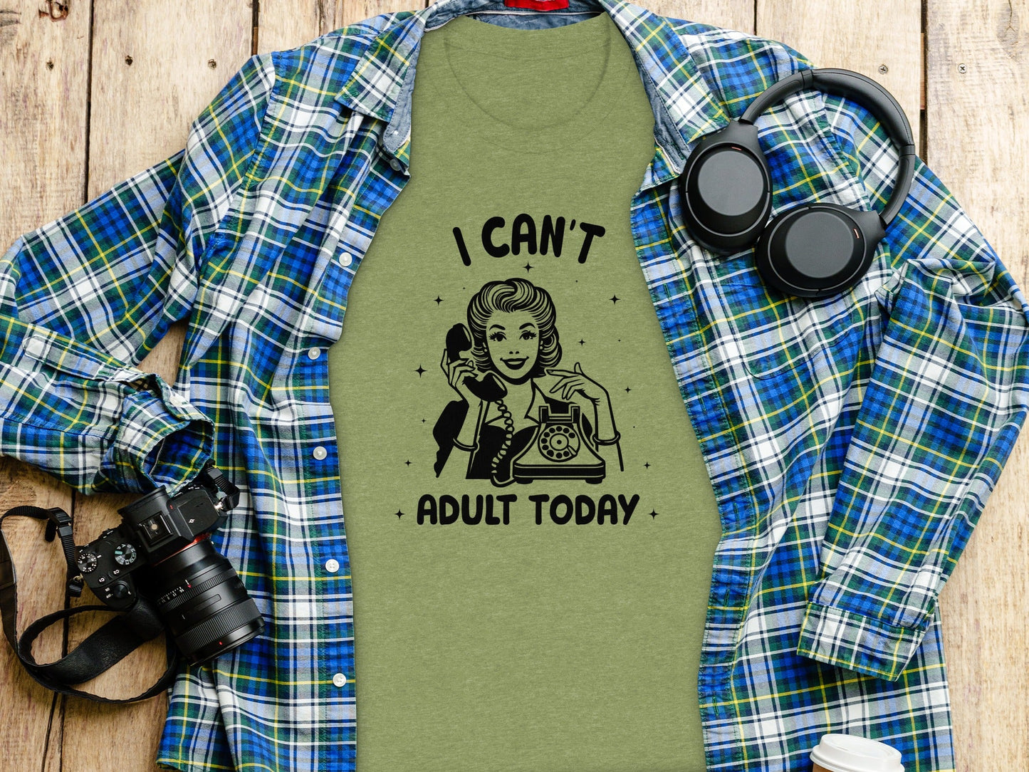 I Can't Adult Today Retro Inspired Graphic Design T-Shirt