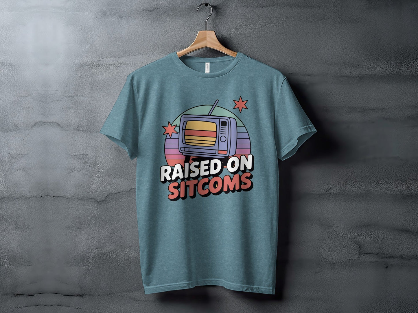 Raised On Sitcoms Retro Television Funny Design T-Shirt