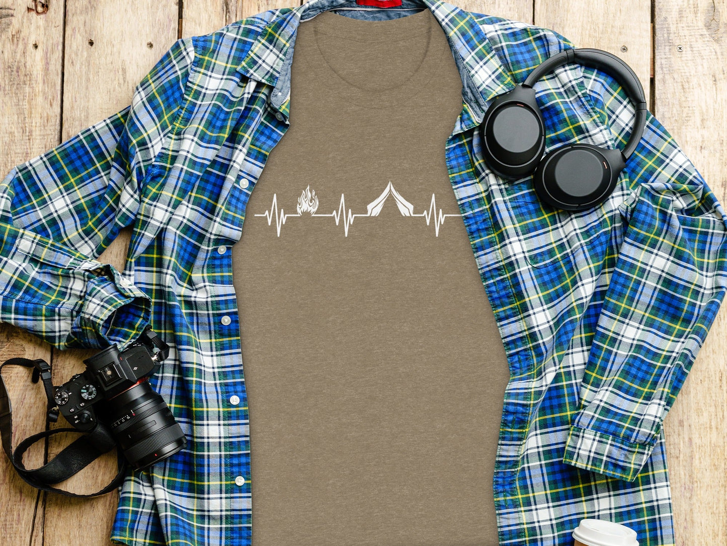 Camping Heartbeat With Tent Plus Fire Summer Camp T-Shirt