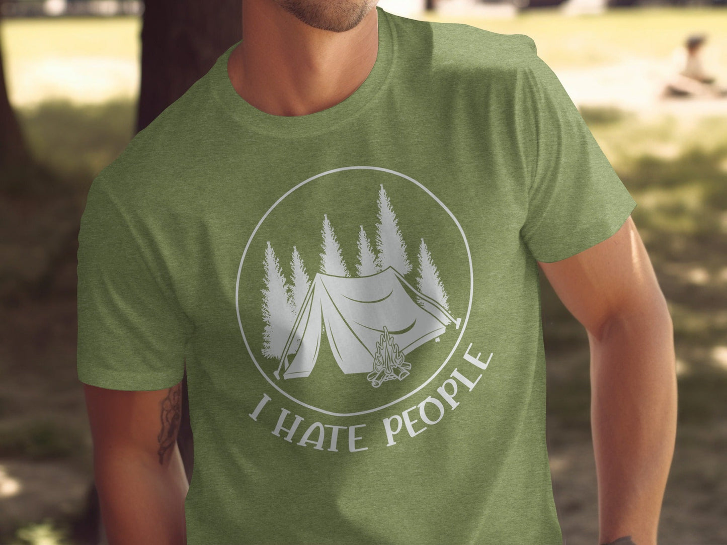 I Hate People Camping Tent Trees Graphic Illustration T-Shirt