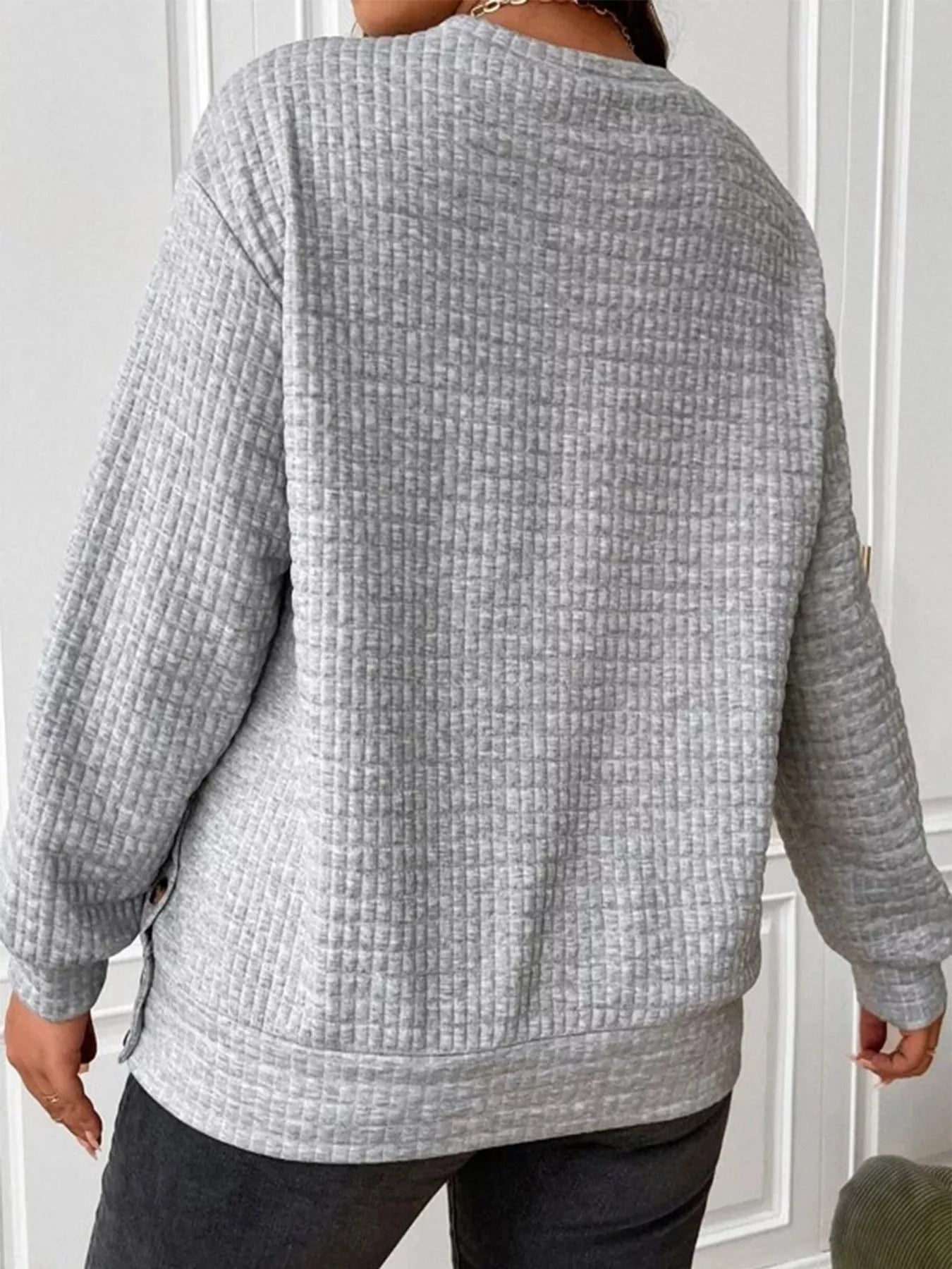 Textured Round Neck Sweatshirt