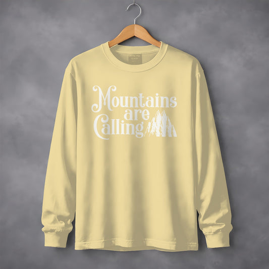Mountains Are Calling With Mountain Peaks Art Long Sleeve T-Shirt