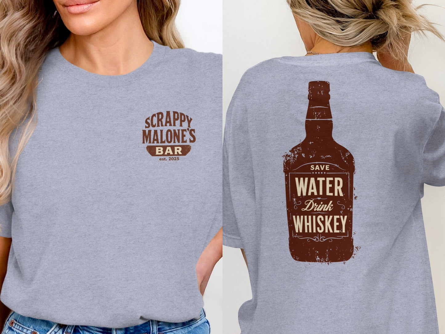 Save Water Drink Whiskey Funny Saying Graphic Bottle T-Shirt