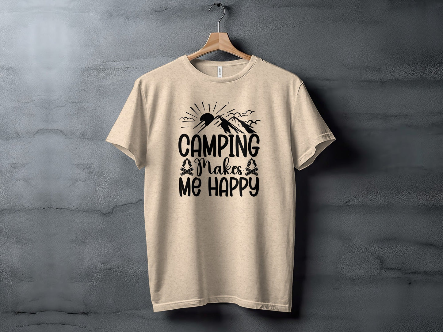 Camping Makes Me Happy Outdoor Adventure Graphic T-Shirt