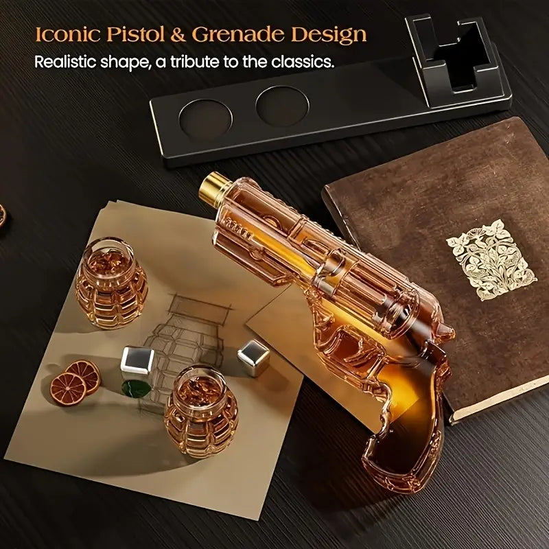 Magnum Revolver Whiskey Decanter Set