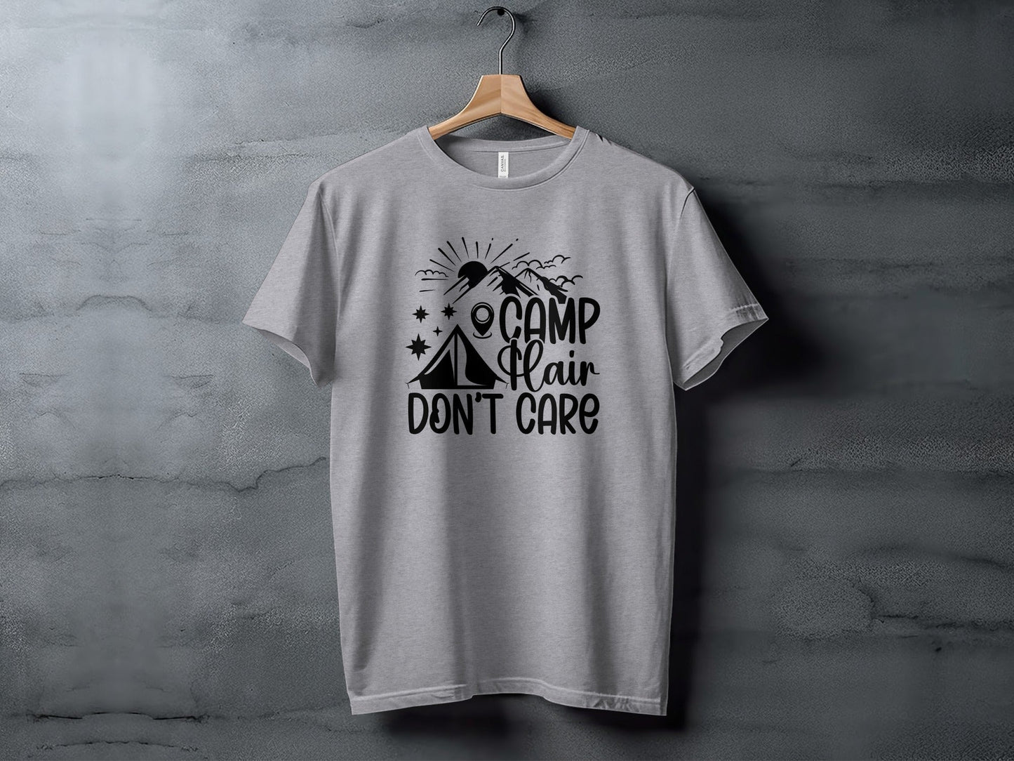 Camp Hair Dont Care with Mountain Scene Graphic T-Shirt