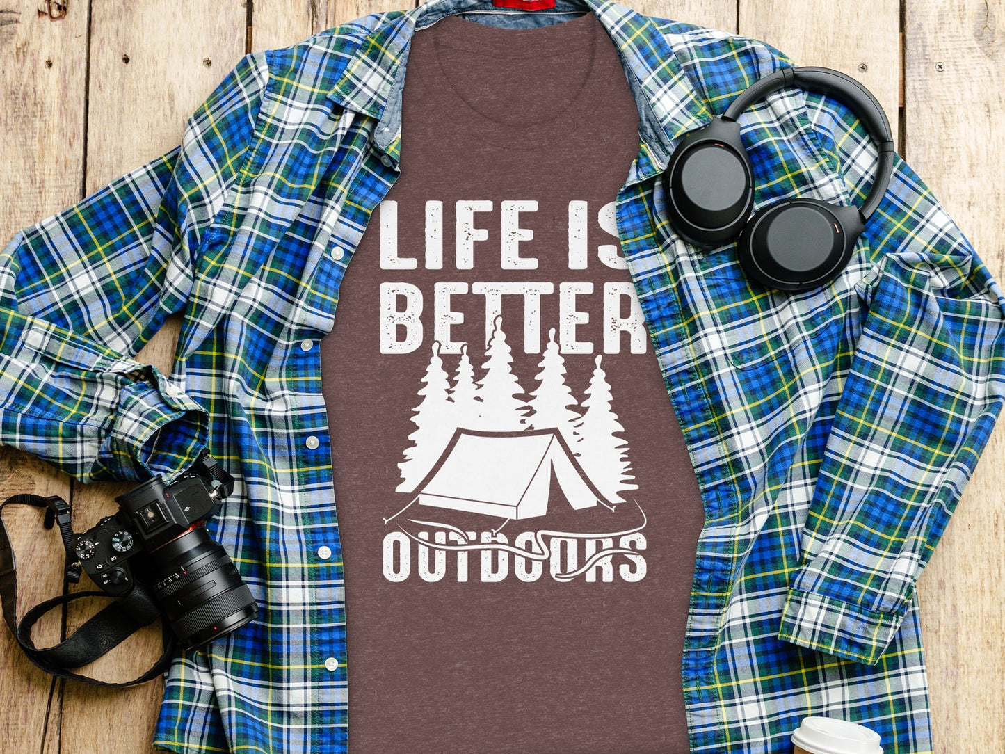 Life Is Better Outdoors Camping Tent Graphic Novelty T-Shirt