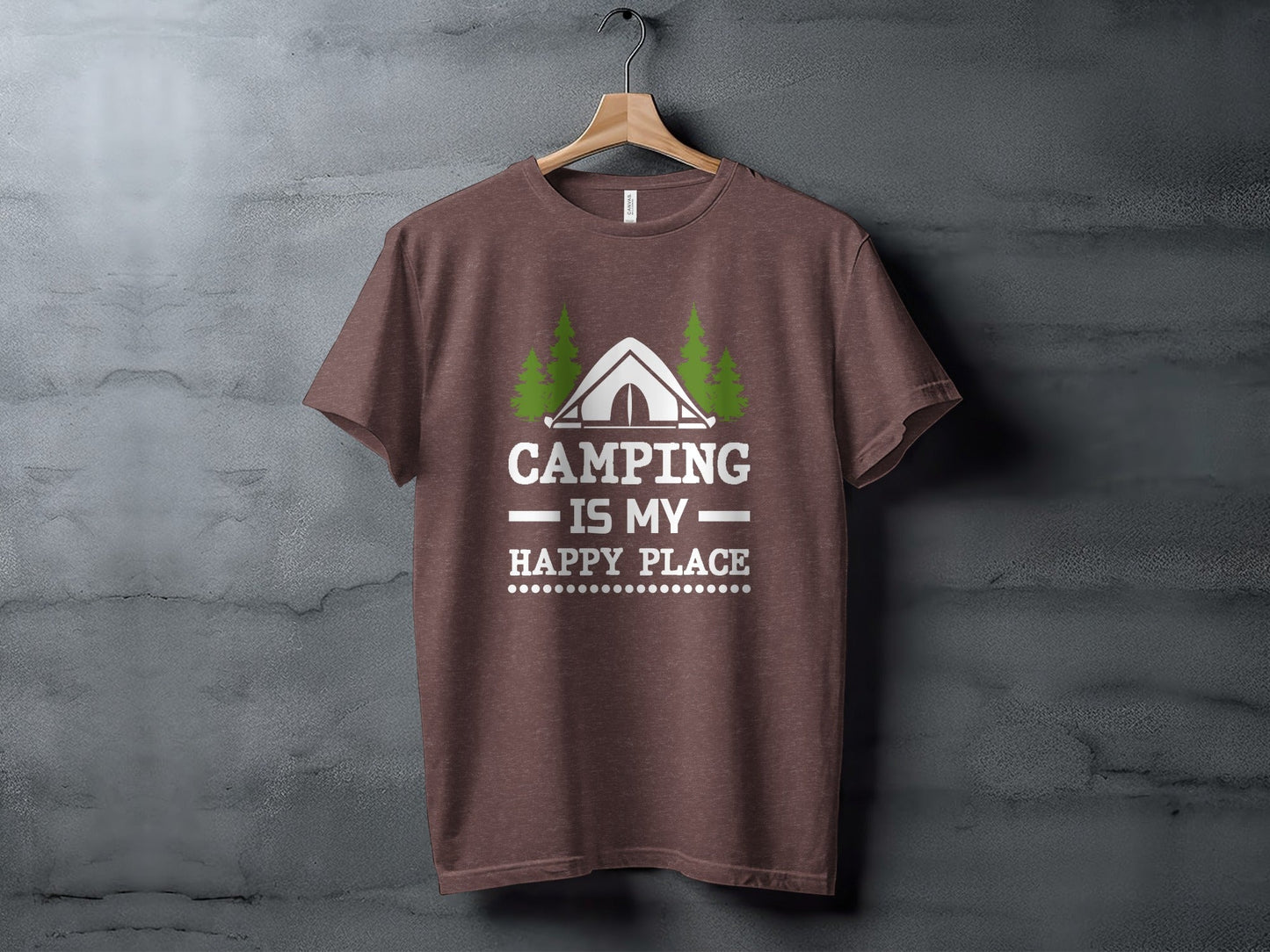 Camping Is My Happy Place Tent And Trees Graphic T-Shirt