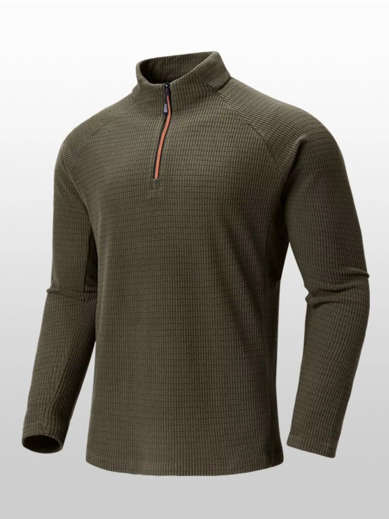 Men's Plus Size Textured Quarter-Zip Long Sleeve Top