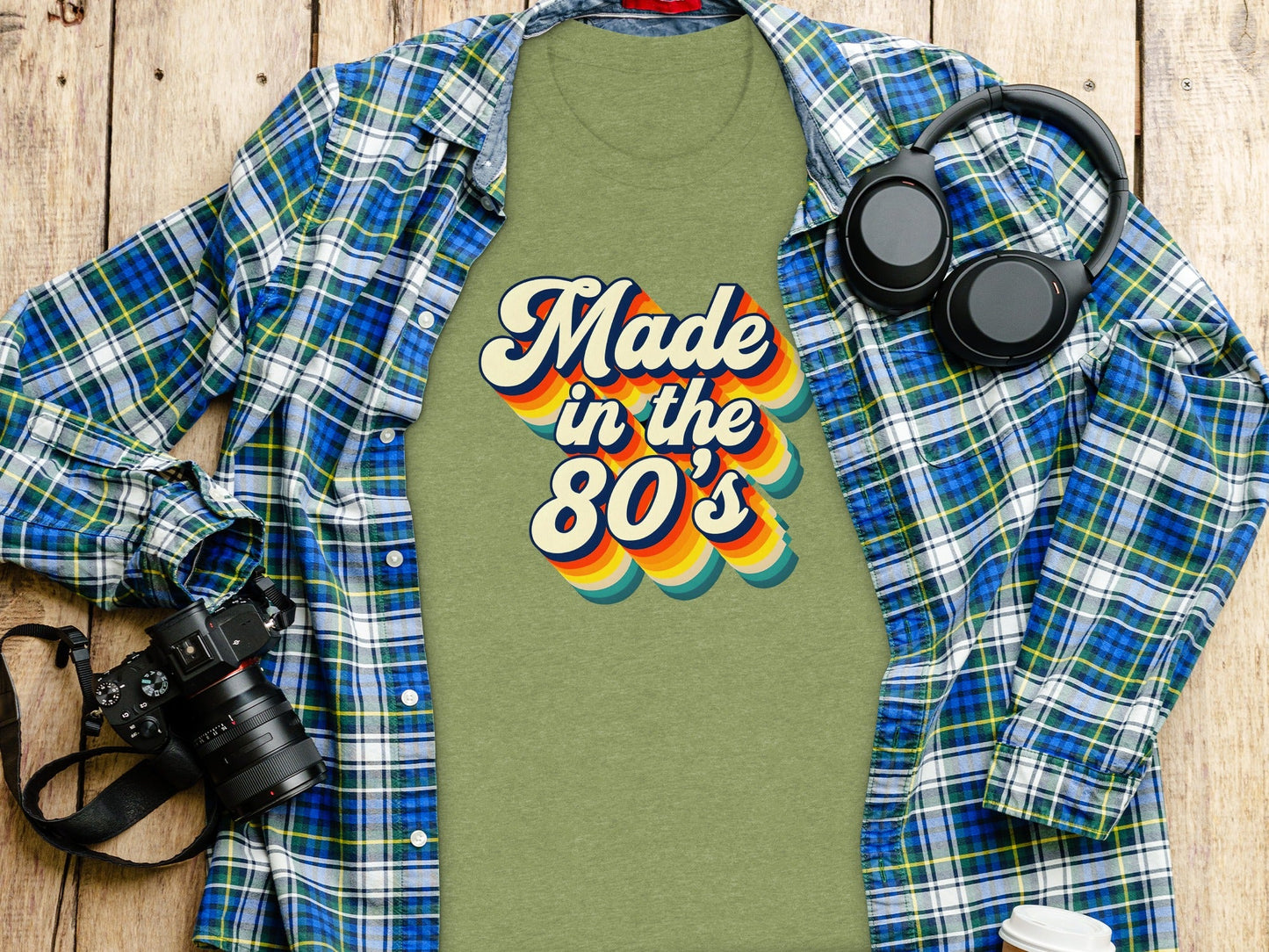 Awesome Made In The Eighties Rainbow Stripes Design T-Shirt