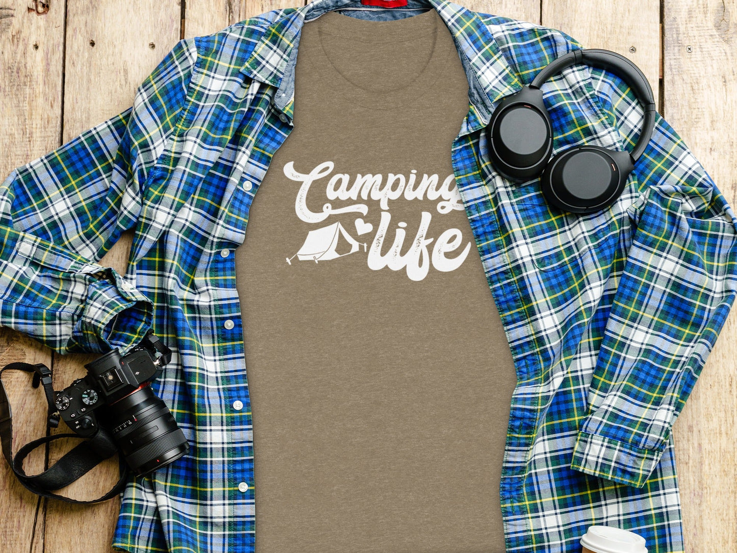 Camping Is Life With Tent And Heart Design T-Shirt