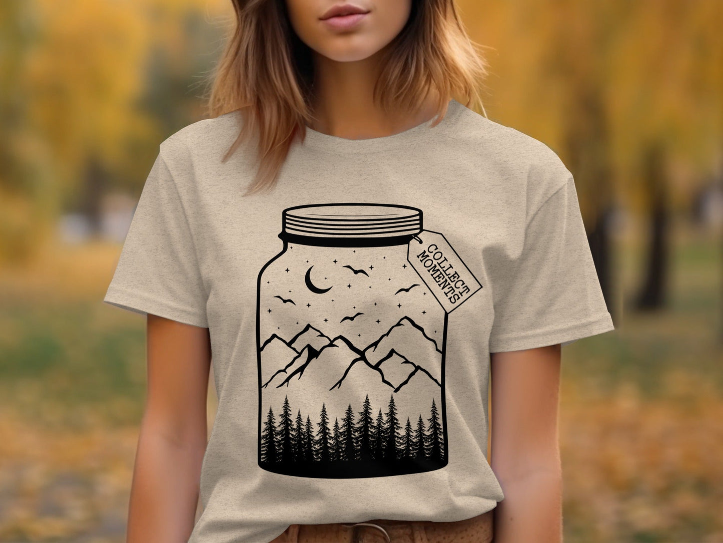 Collect Moments Jar with Mountains Scene Design T-Shirt
