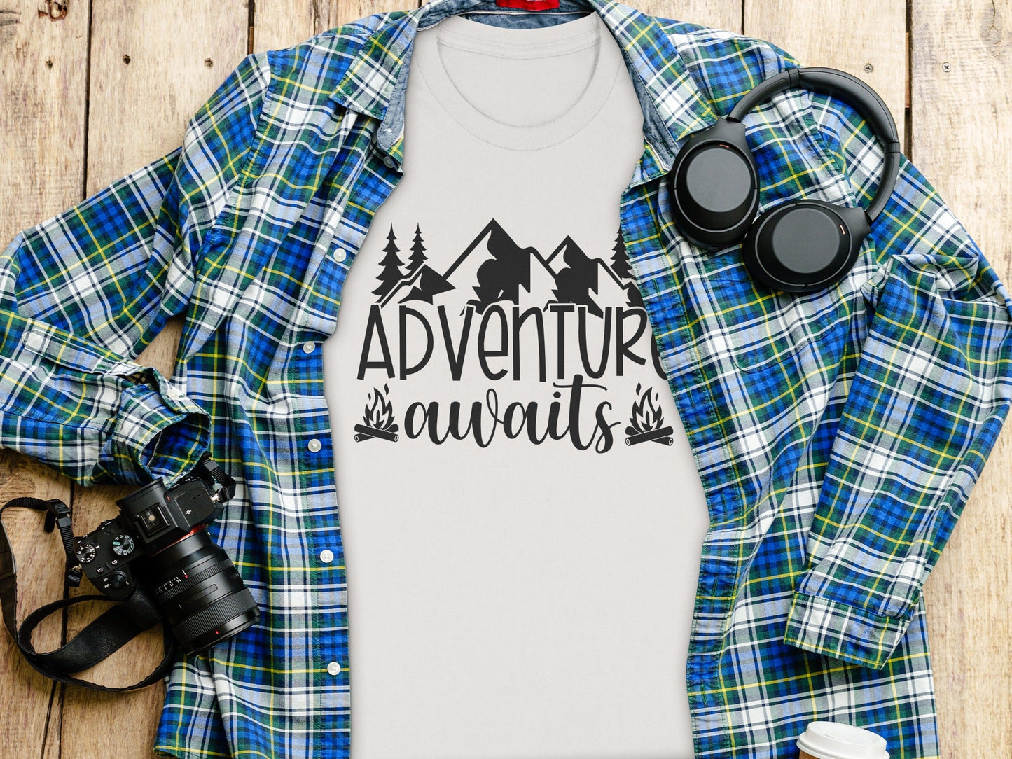Adventure Awaits with Mountains and Campfires T-Shirt