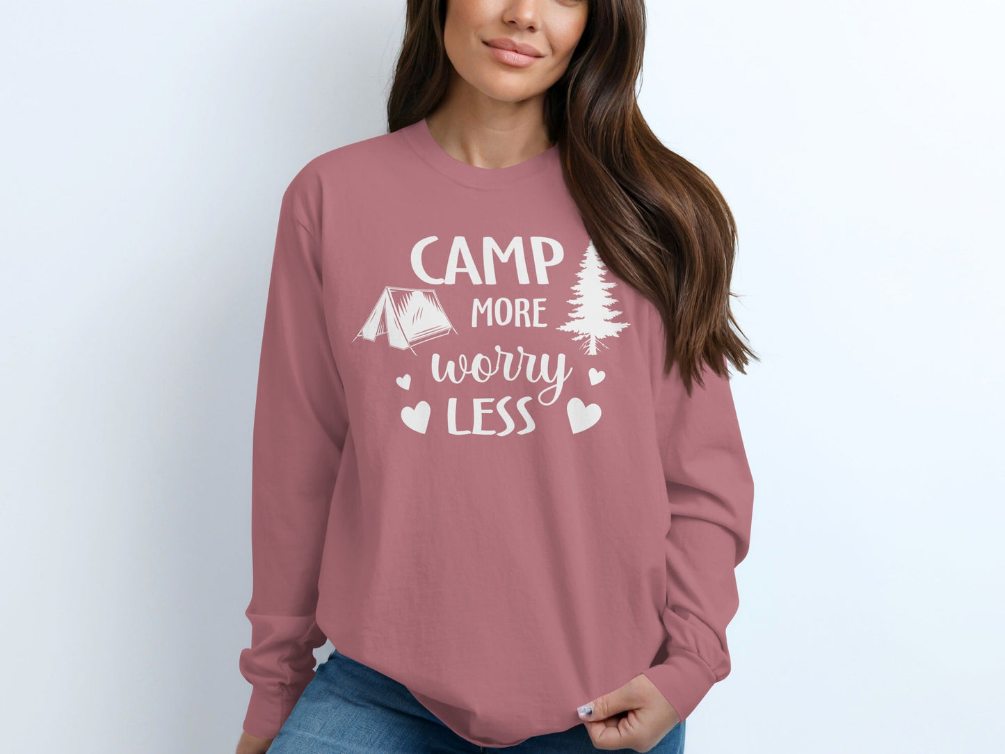 Camp More Worry Less Great Outdoors Hiking Long Sleeve T-Shirt