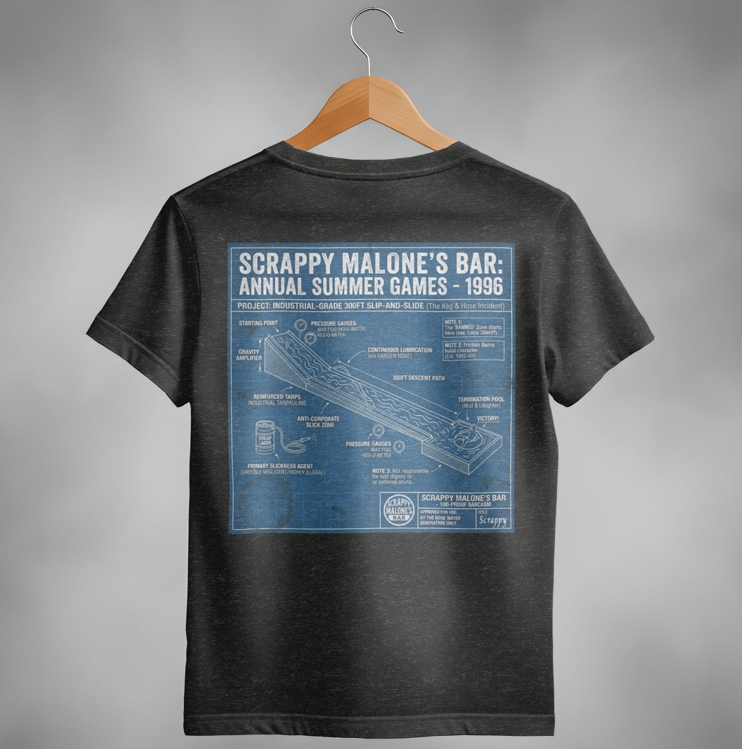 Scrappy Malone's 96 Summer Games Blueprint Tee - Retro Graphic