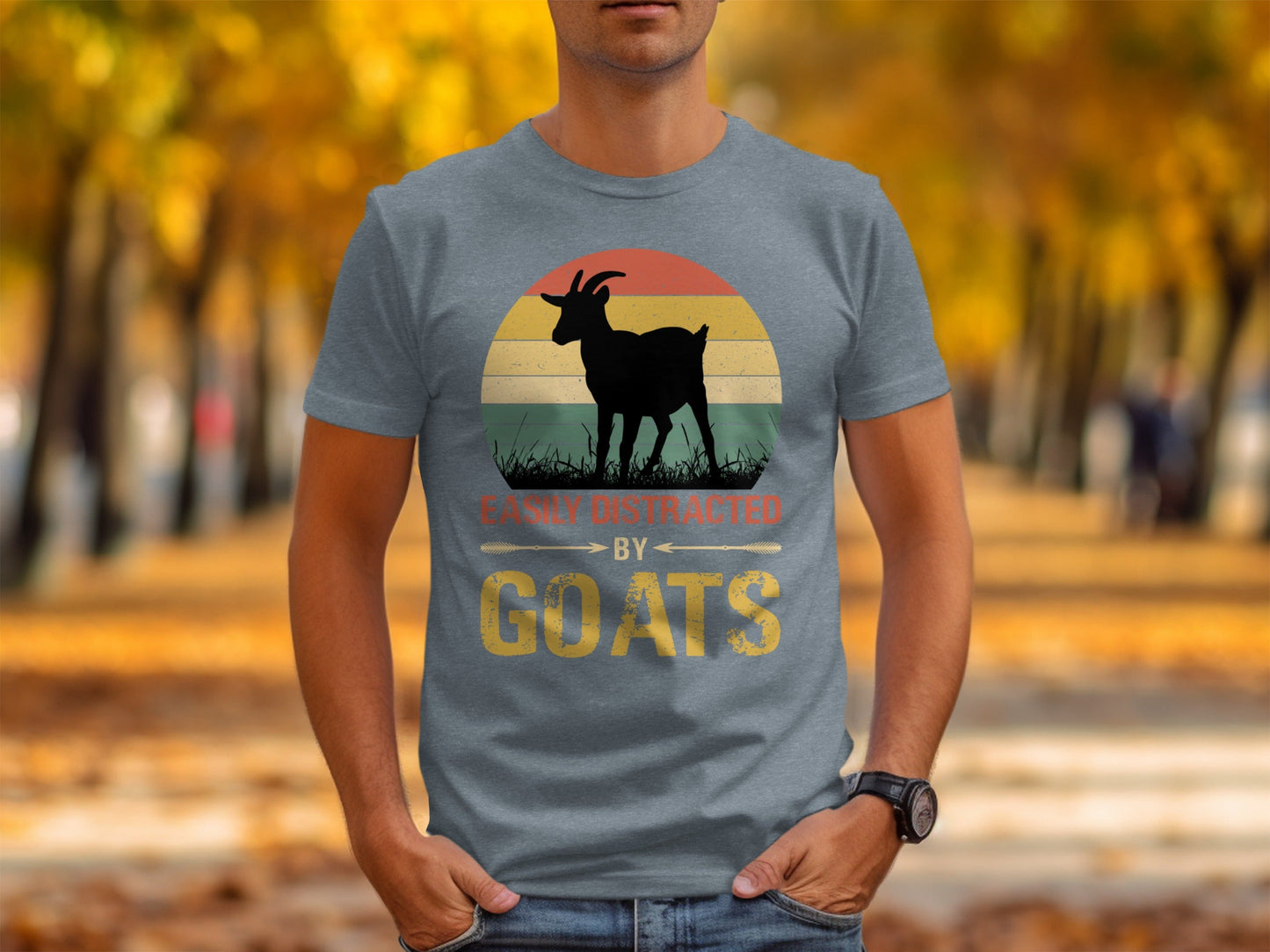 Easily Distracted by Goats Design Graphic T-Shirts Long Sleeve T-shirt