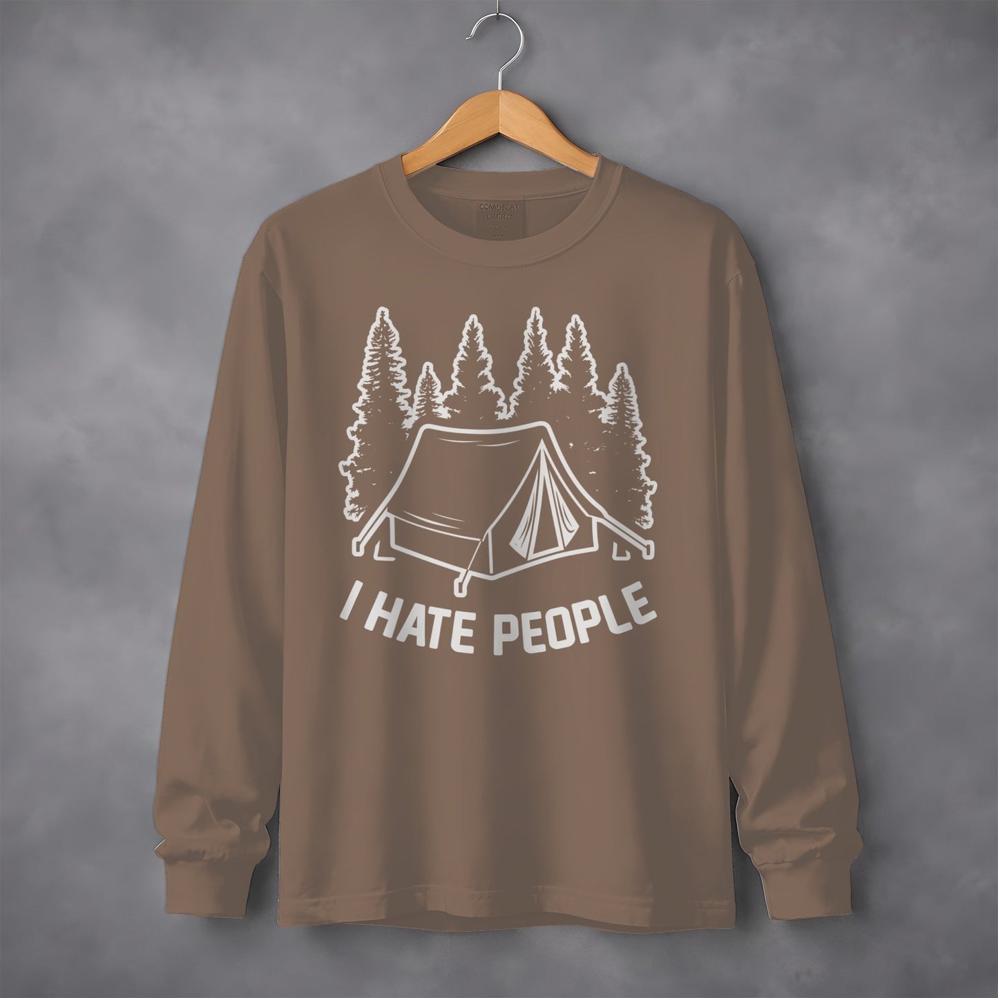 I Hate People Tent In The Forest Illustration Long Sleeve T-Shirt