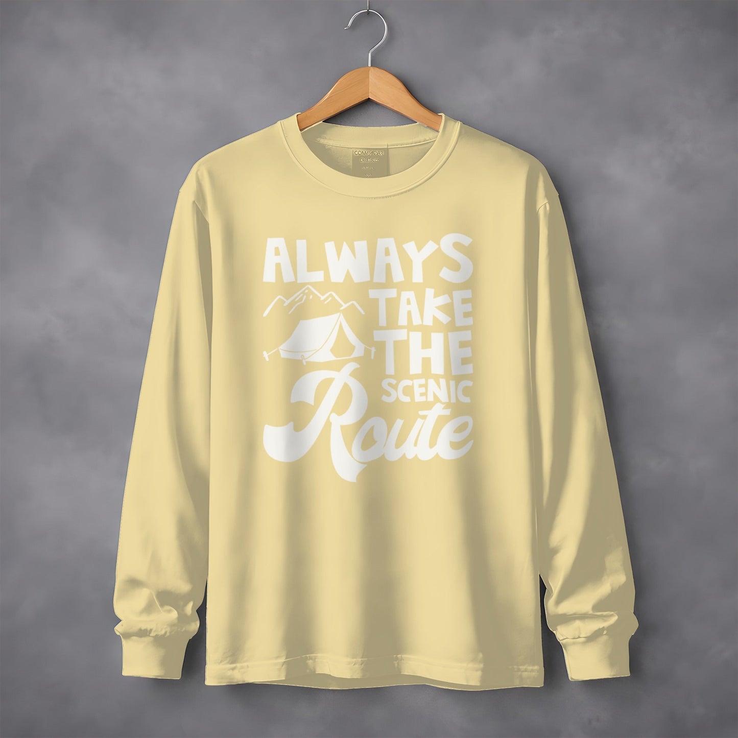 Always Take Scenic Route Camping Adventure Long Sleeve T-Shirt