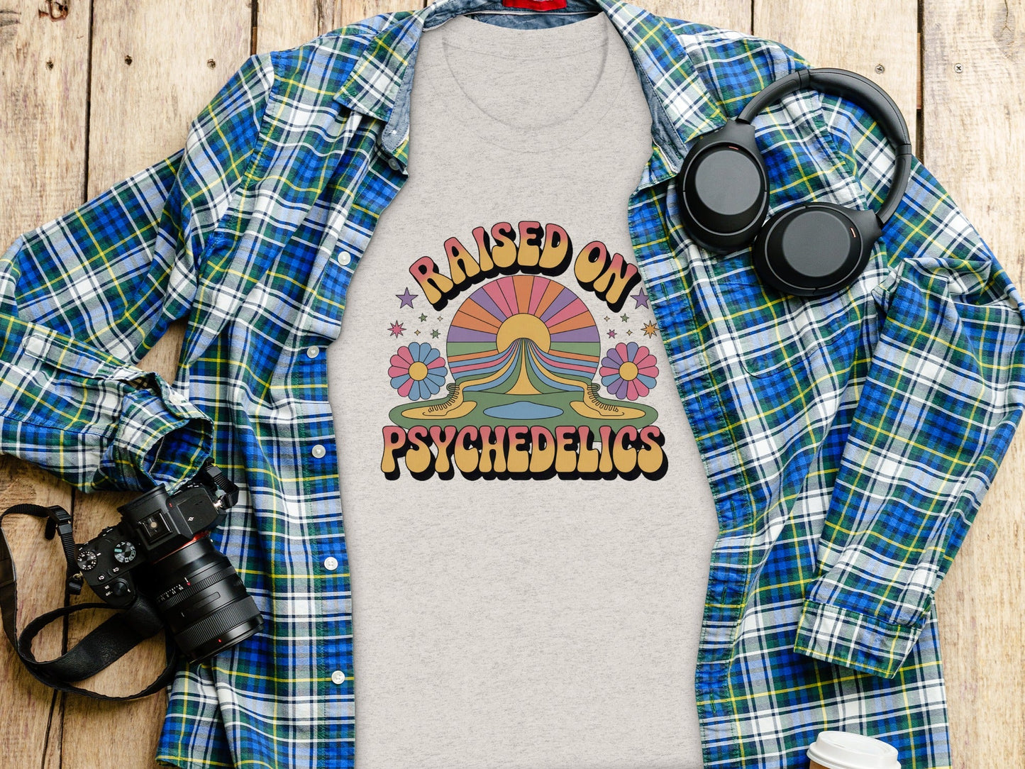 Raised On Psychedelics Retro Groovy Hippie Style T-Shirt