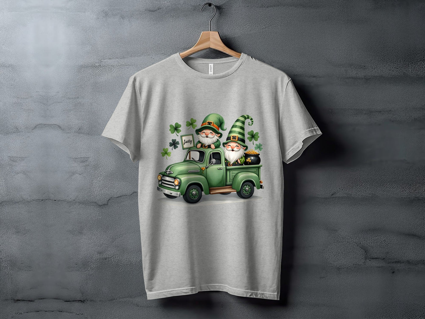St Patricks Day T-Shirts, Lucky Gnomes, Green Truck, Four Leaf Clover, Irish, Leprechaun, Holiday, Festive, Cute